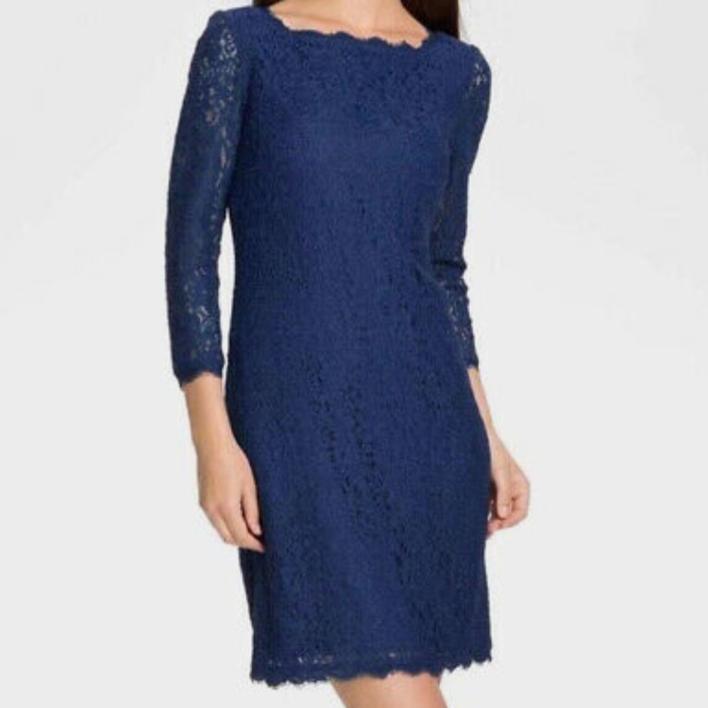 Adrianna Papell Lace Sheath Dress Navy Size 4